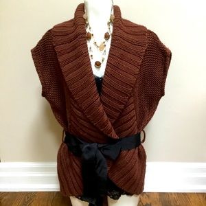 Rust Shawl Collar Wrap Vest